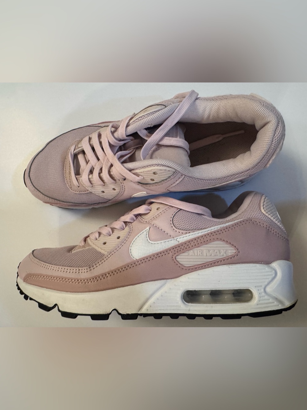 Nike Women's Light Pink Air Max 90 Sneakers with White Swoosh